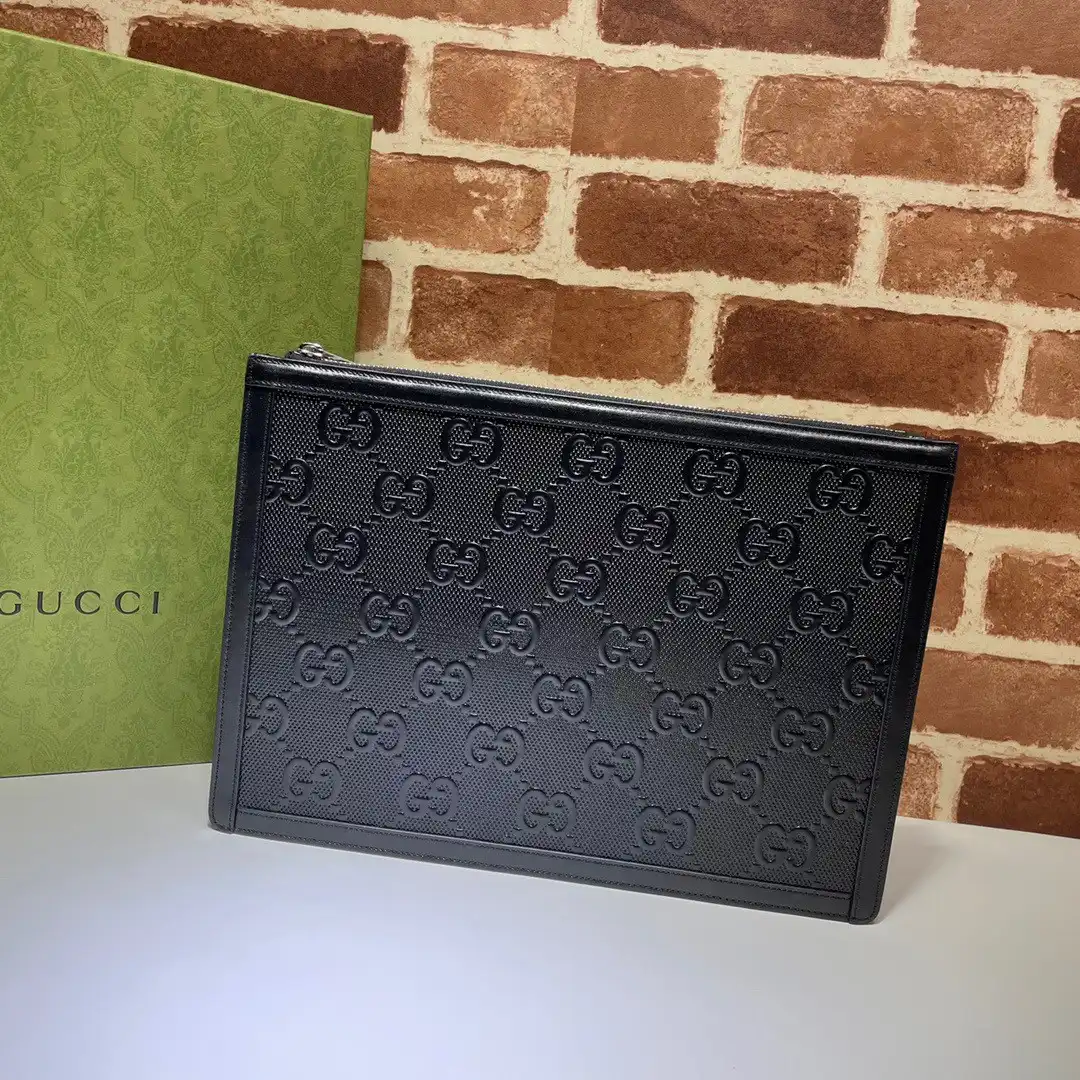 Affordable GUCCI GG embossed pouch 0125